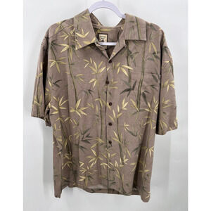 Jamaica Jaxx Men's Size L Large 100% Silk Multicolor Floral Shirt Short Sleeves